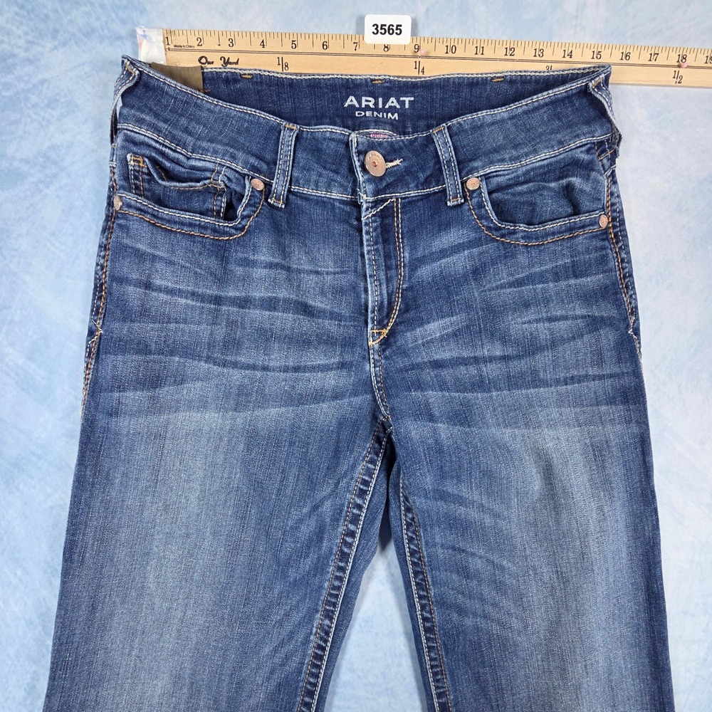 Ariat Denim Trouser Jeans Womens 31L Medium Wash Wide Leg Stretch Blue Denim - Picture 5 of 9